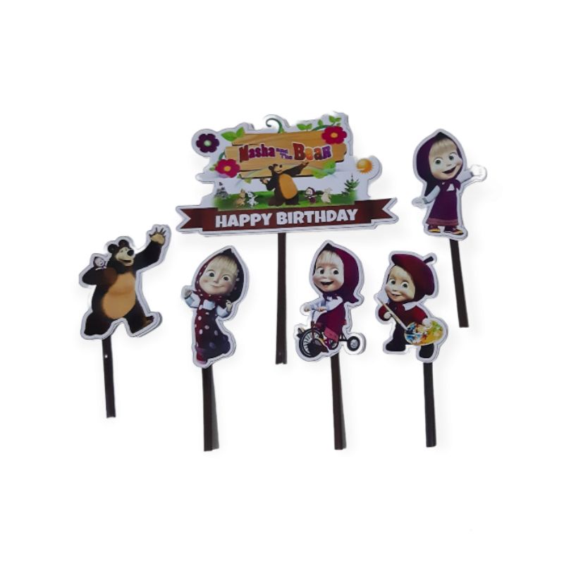 Jual TOPPER KERTAS MASHA & THE BEAR / CAKE TOPER MURAH / TOPPER GROSIR