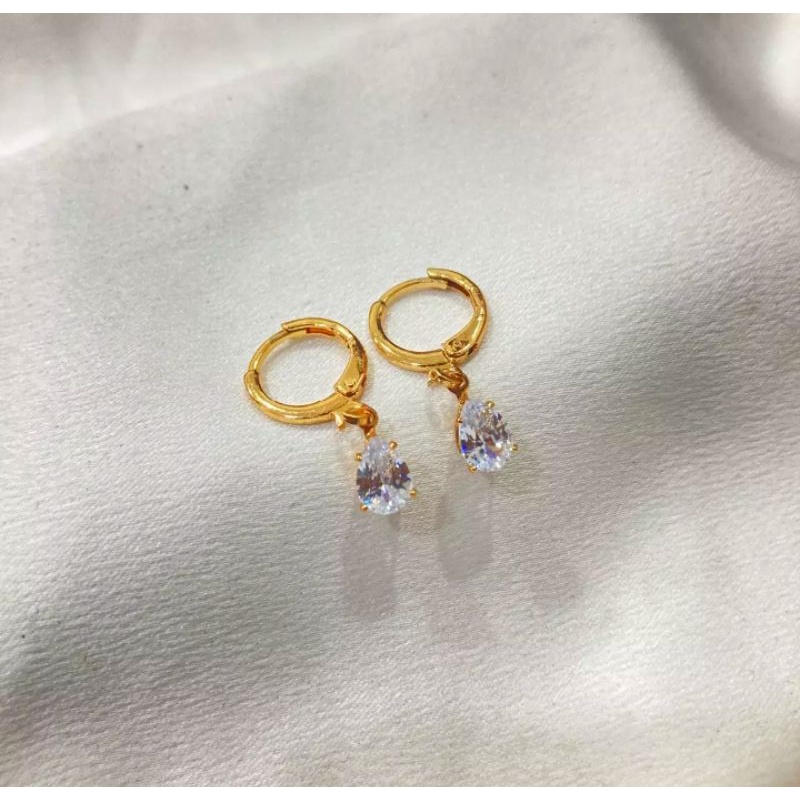 anting gantung motif mata satu oval perhiasan wanita gold aksesoris fashion wanita