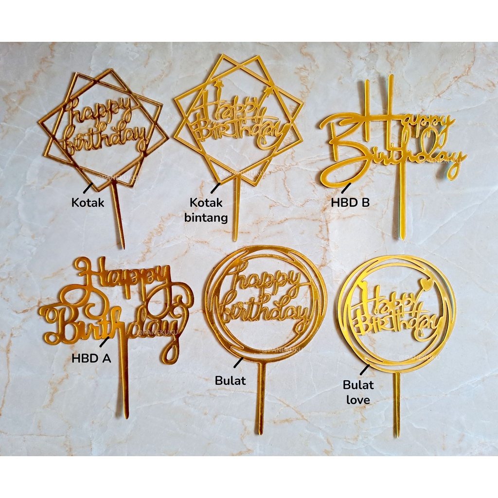 Jual Cake Topper Akrilik Acrylic Tulisan Happy Birthday Dekorasi