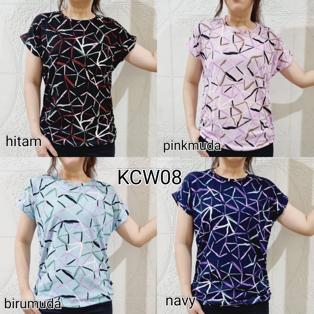 KCW08 # ATASAN WANITA CORAK JARING SEGITIGA / KAOS WANITA / KAOS CORAK / KAOS MURAH