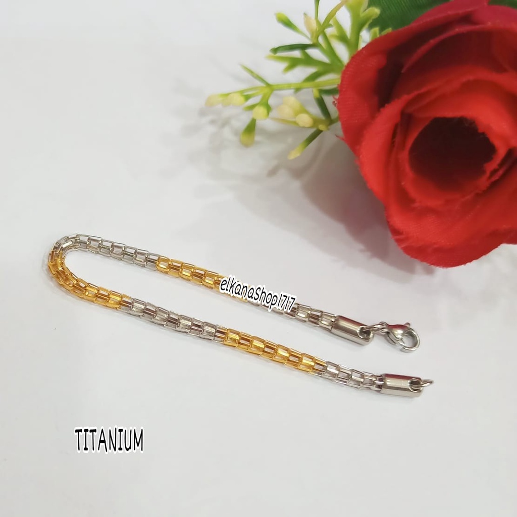 GELANG TITANIUM POLOS KOMBINASI WARNA ANTI KARAT&amp;ANTI LUNTUR PERHIASAN MURAH BERKUALITAS