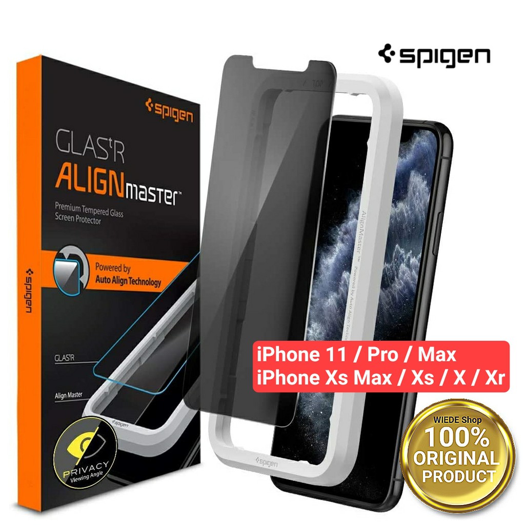 Tempered Glass iPhone 11 / Pro / Max / Xs Max / Xs / X / Xr SPIGEN Align Master Privacy Glas tR