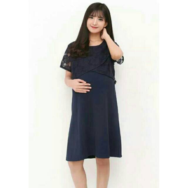 Dress Pesta Ibu Menyusui Baju Natal Ibu Hamil Dress Brokat Menyusui Gaun Hamil Brukat Dress Kerja Shopee Indonesia