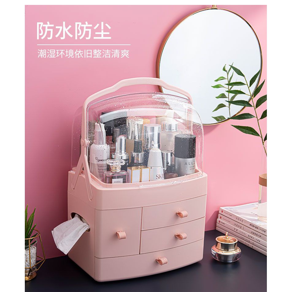 Rak kosmetik &amp; Tisu 4 Susun - Kotak Penyimpanan Makeup &amp; Tisu Jumbo - Warna Random