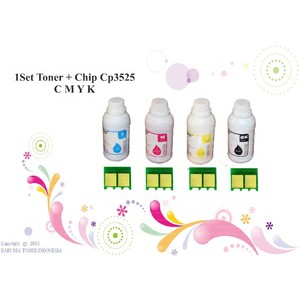 1Set Toner + Chip Cp3525 C M Y K