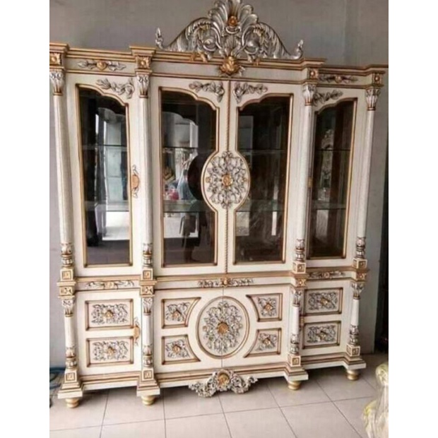 Bofet Pajangan Kaca Jati Jepara Best Seller