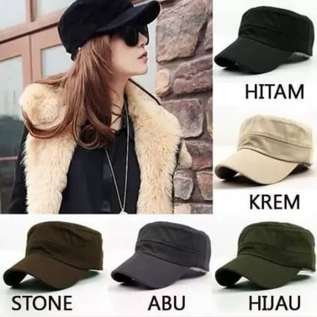 Topi Komando Polos dan Loreng / Topi Militer Unisex Remaja Dewasa Kualitas Bahan Premium