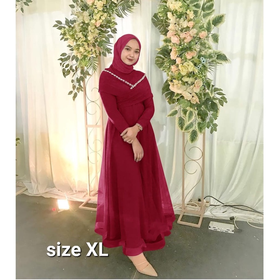 O2 Fashion / Maxi Pricilla  / bisa cod / gamis mutiara / model terbaru / pakaian muslim wanita