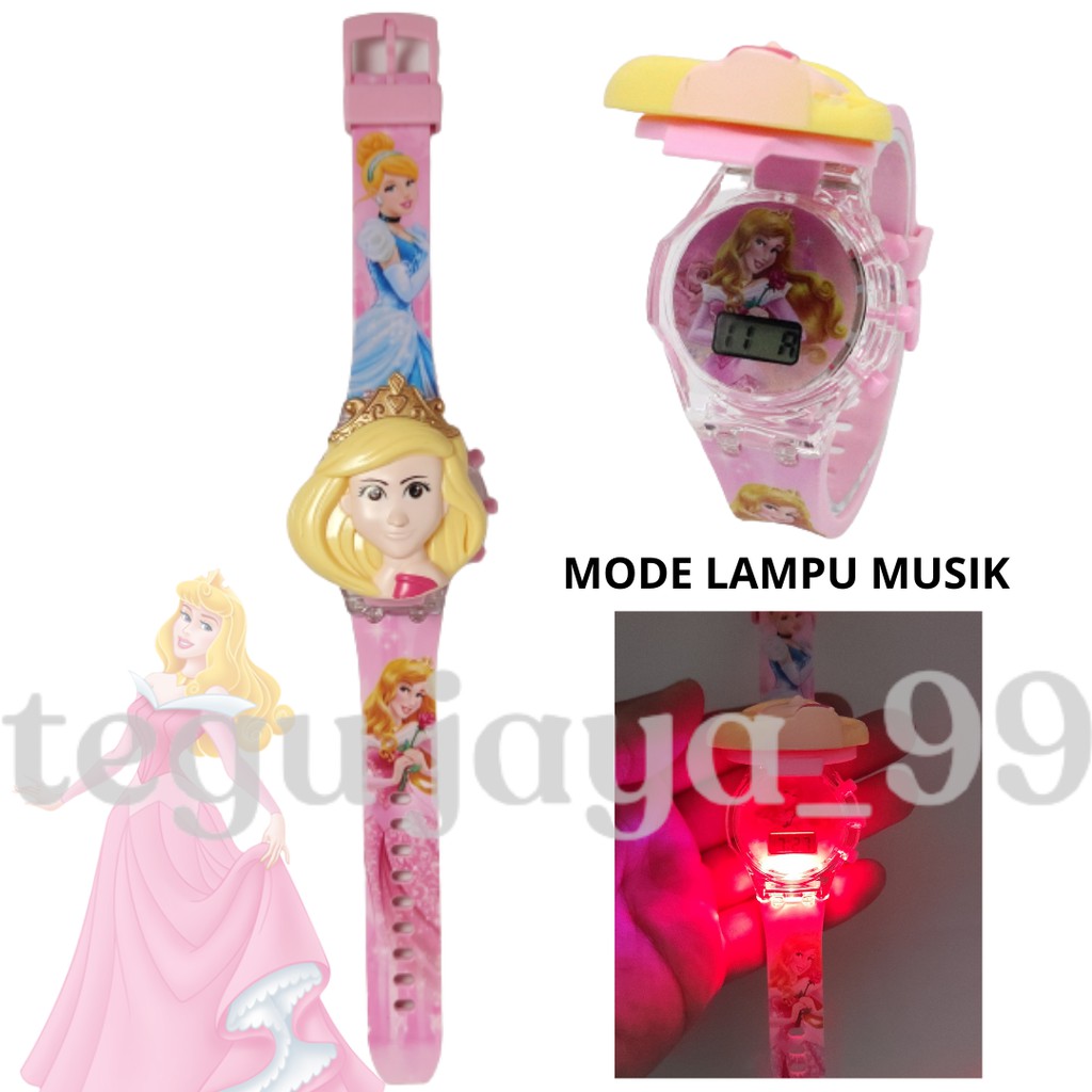 TERBARU!!! JAM TANGAN ANAK PEREMPUAN LAMPU DAN MUSIK KARAKTER KARTUN TE0053 GROSIR MURAH