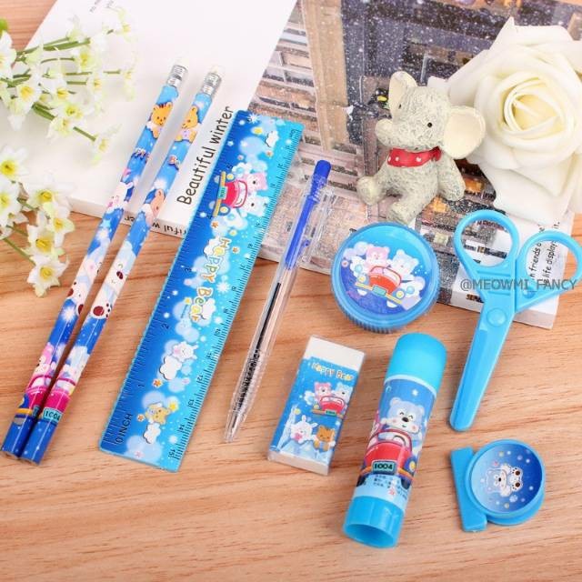 

Aman Stationery Set Lucu - Alat Tulis Korea Pink Blue Bear Promo