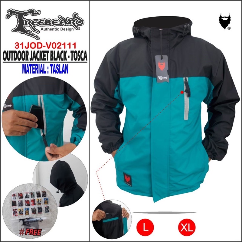 Black Tosca Jaket Cougle Treebeard Jaket Outdoor Treebeard Jaket Parasut Pria