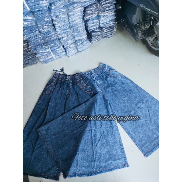 Kulot Snow Jeans Ukuran Jumbo dan standar model rawis/celana wanita high waist/jeans wanita pinggang karet