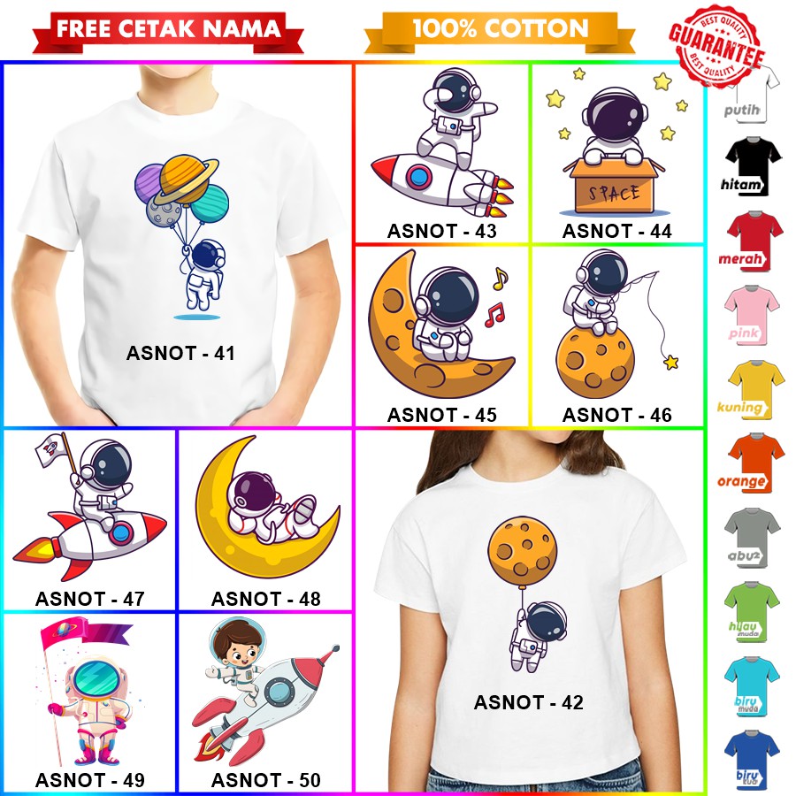 [FREE NAMA!!] Baju Kaos COUPLE  ANAK DAN DEWASA ASTRONOT BANYAK MOTIF