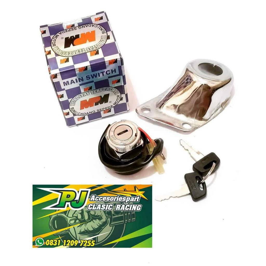 KUNCI KONTAK KABEL 2 DC MERK MPM SET DUDUKAN KUNCI KONTAK MODEL CB200 CROM