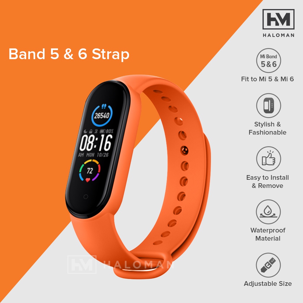 Silicone Strap Mi Band 5 & Mi Band 6 - Strap Miband 5 & Miband 6 Replacement-Orange