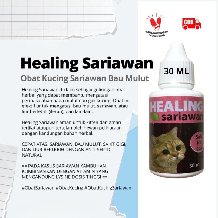 Healing Sariawan 30 ml Kucing Atasi Bau Mulut Dan Liur Berlebih