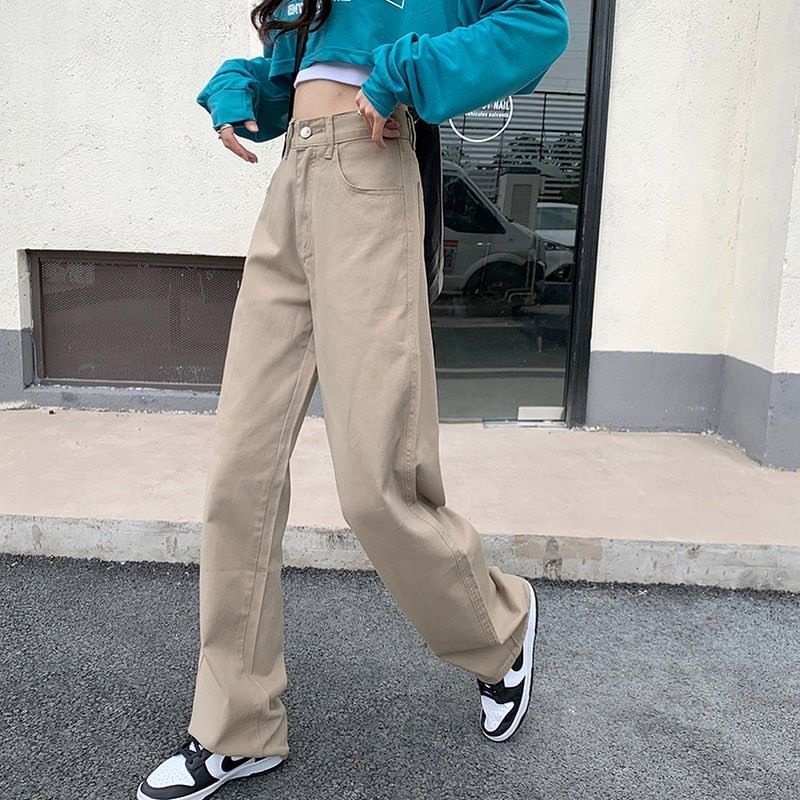 ✅COD Korean style straight leg loose khaki jeans