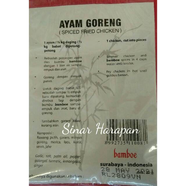 Jual Bumbu Instant Bamboe Original Ayam Goreng Shopee Indonesia