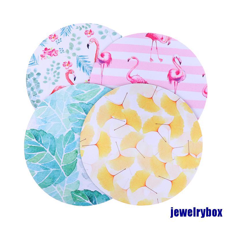 Mouse Pad Bentuk Bulat Motif Flamingo Bahan Karet Anti Slip