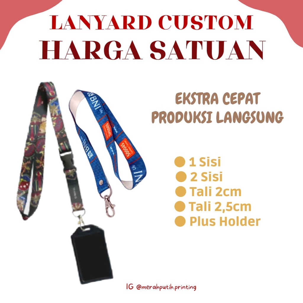 LANYARD CUSTOM DIGITAL PRINT SATUAN 2 Sisi 2 cm / 2.5 cm