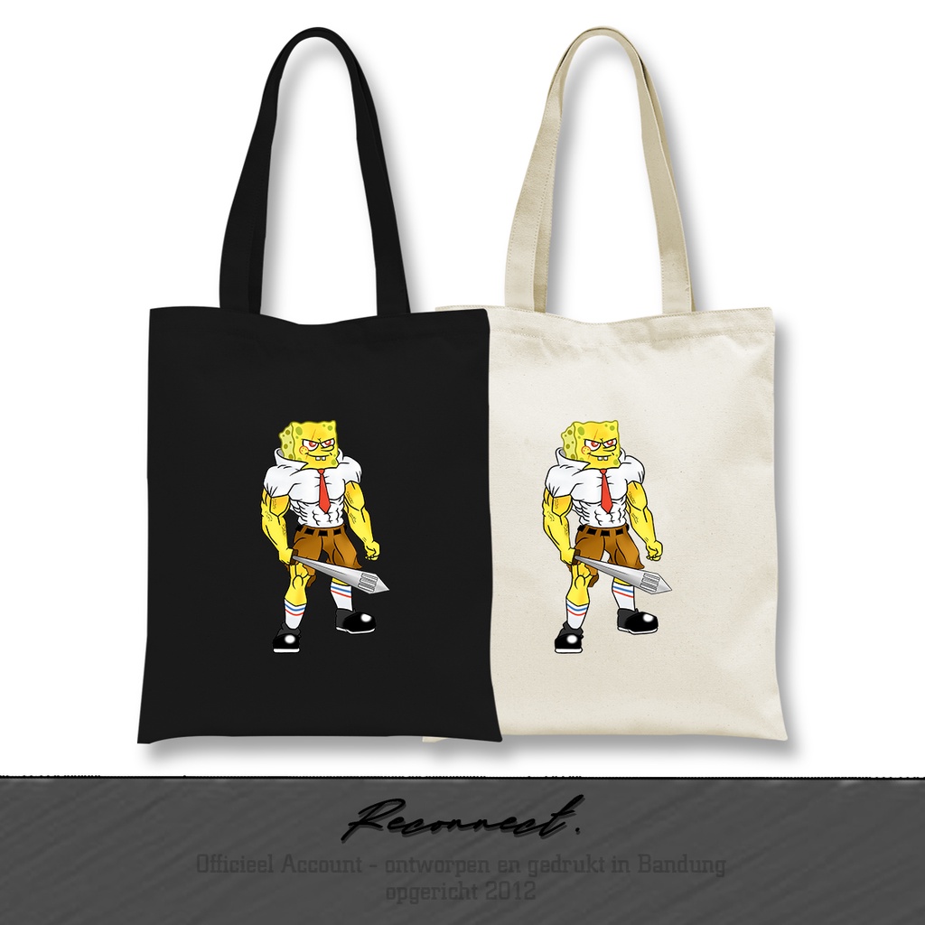 Reconnect Tote Bag Spongebob Angry - GRATIS TAMBAH NAMA