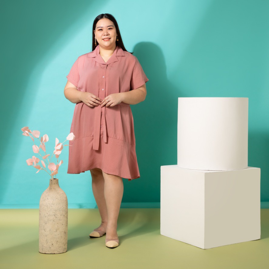 Sorabel - Hessy Collar Button Dress Big Size Jumbo