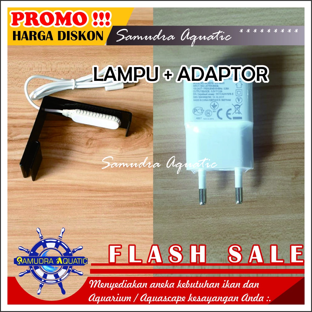 Lampu SOLITER Aquarium, Lampu Cupang Ikan Hias Aquarium (Ada Adaptor Cas) (GRATIS KARDUS)