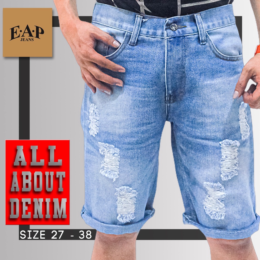 Celana jeans pendek sobek biru dongker dan biru muda original 2021