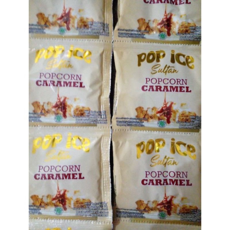 

Pop Ice Sultan Popcorn caramel 25 gram 1 renceng isi 10 sachet