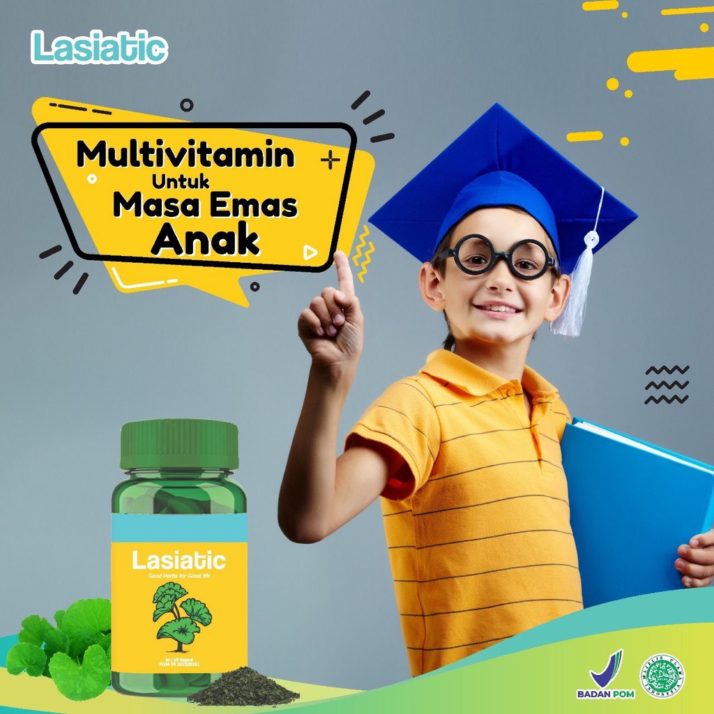 Lasiatic - Suplemen Kecerdasan Tingkatkan Daya Ingat &amp; Konsentrasi Otak Anak &amp; Dewasa Cegah Stroke Anti Aging Lancarkan Peredaran Darah Isi 50 Kapsul