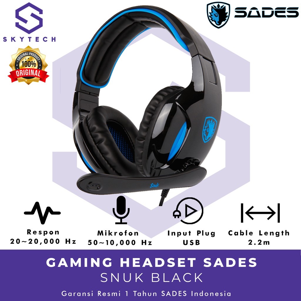 HEADSET GAMING SADES SNUK WITH MIC ORIGINAL GARANSI RESMI