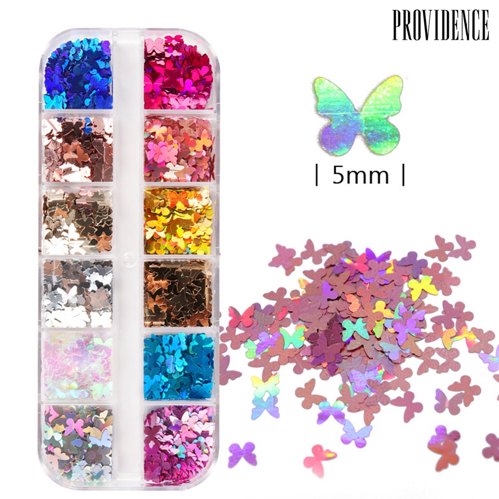 Providence 12 Sekat / Kotak Payet Kupu-Kupu Untuk Aksesoris Nail Art / Manicure DIY Butterfly