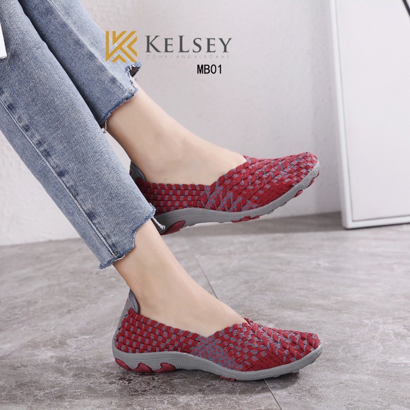 (GRATIS ALAS KAKI) NICOLE Sepatu Rajut Wanita Kelsey / Sepatu Flat Rajut Wanita MB01 Flats Shoes Rajut anyaman