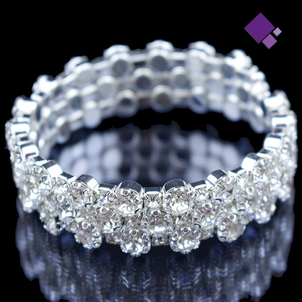 Gelang Bangle Cubic Zirconia Inlaid Baris Untuk Wanita