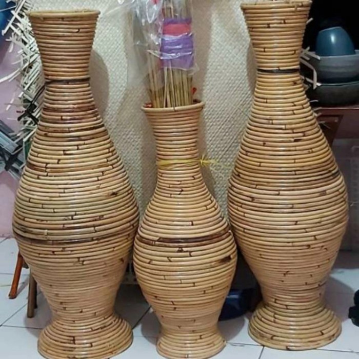 VAS POT BUNGA GUCI ROTAN ORIGINAL KLASIK 70 CM