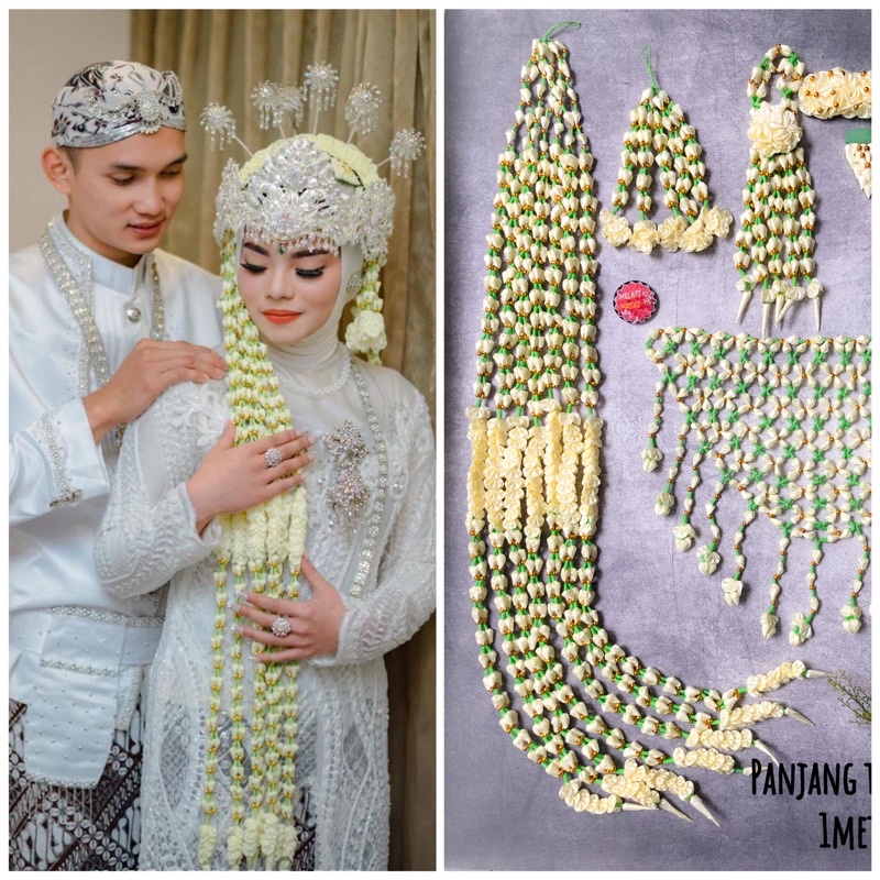 melati imitasi sunda kombinasi mekar kuncup 1meter mutiara gold silver melati pengantin