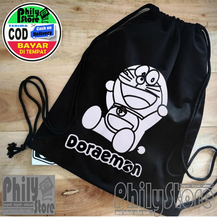 NEW STRINGBAG / TAS SERUT Doraemon / Drawstring / Tas Tali / Tas Stringbag Gym Olahraga Bisa COD