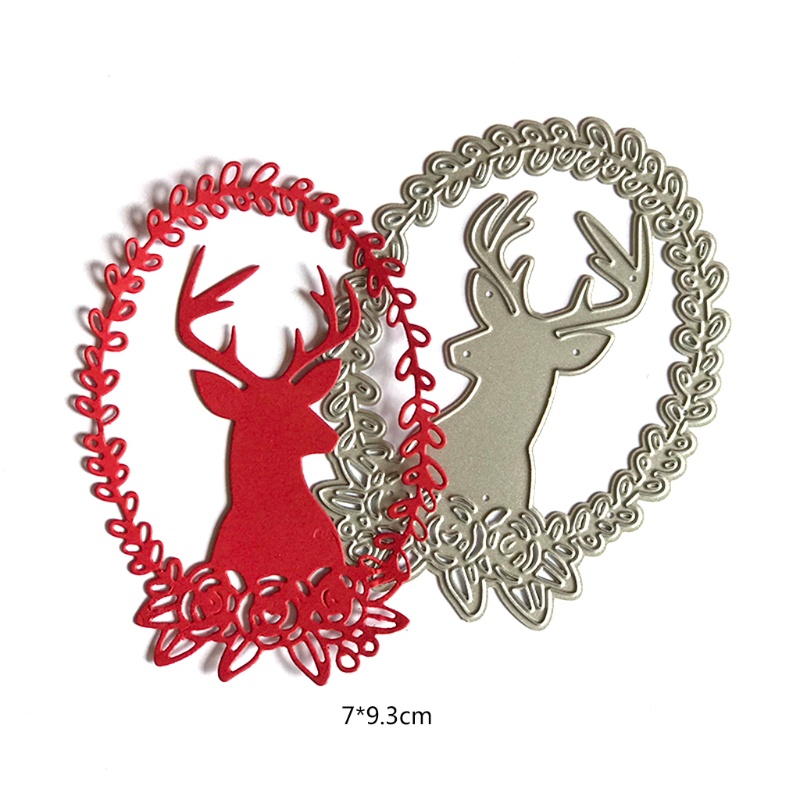 Cetakan Stensil Cutting Dies Motif Rusa Natal Bahan Metal Untuk Scrapbook / Craft DIY / Embossing