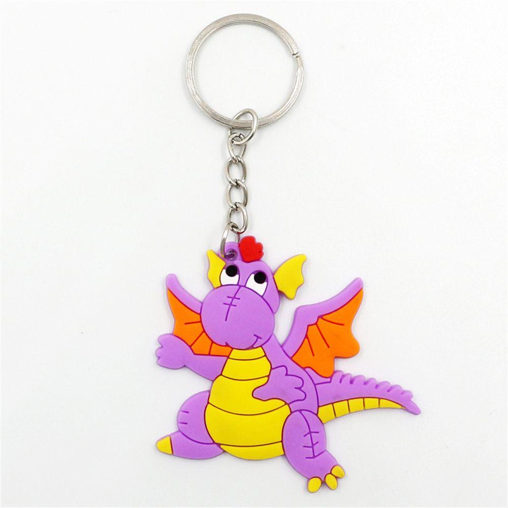 【 ELEGANT 】 Gantungan Kunci Dinosaurus Mainan Kartun DIY Hadiah Anak Hadiah Perlengkapan Pesta Dino Key Rings