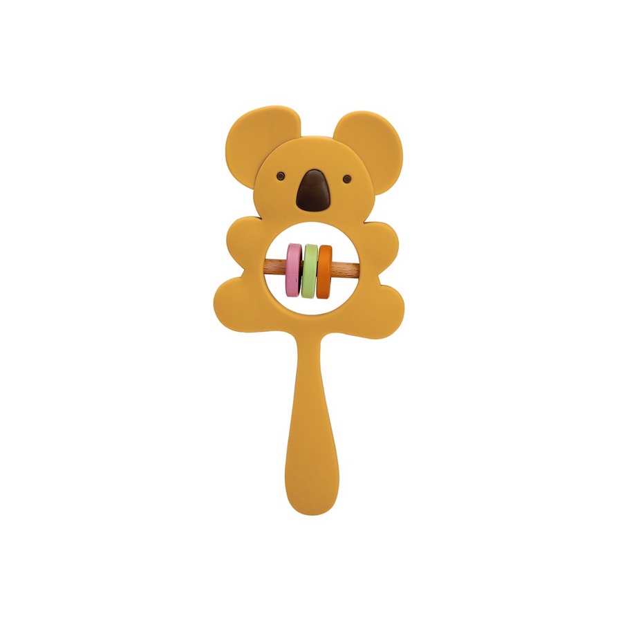 Crumbl Silicone Teether Rattle Stick Toy - Koala Elephant Mainan Toys Gigitan Anak Bayi Silikon Teething Toy-Koala - Mustard