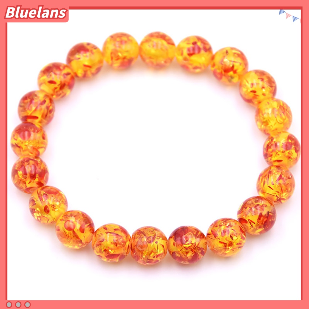 Gelang Manik-Manik Batu Amber Buatan Ukuran 8mm / 10mm Untuk Pria Dan Wanita