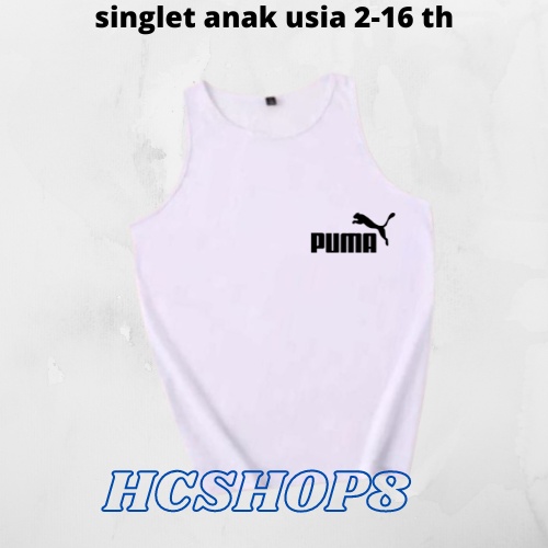 Singlet Anak Logo PUA Unisex Ideal Usia 2-16th Singlet Anak Anak Pakaian Anak Unisex