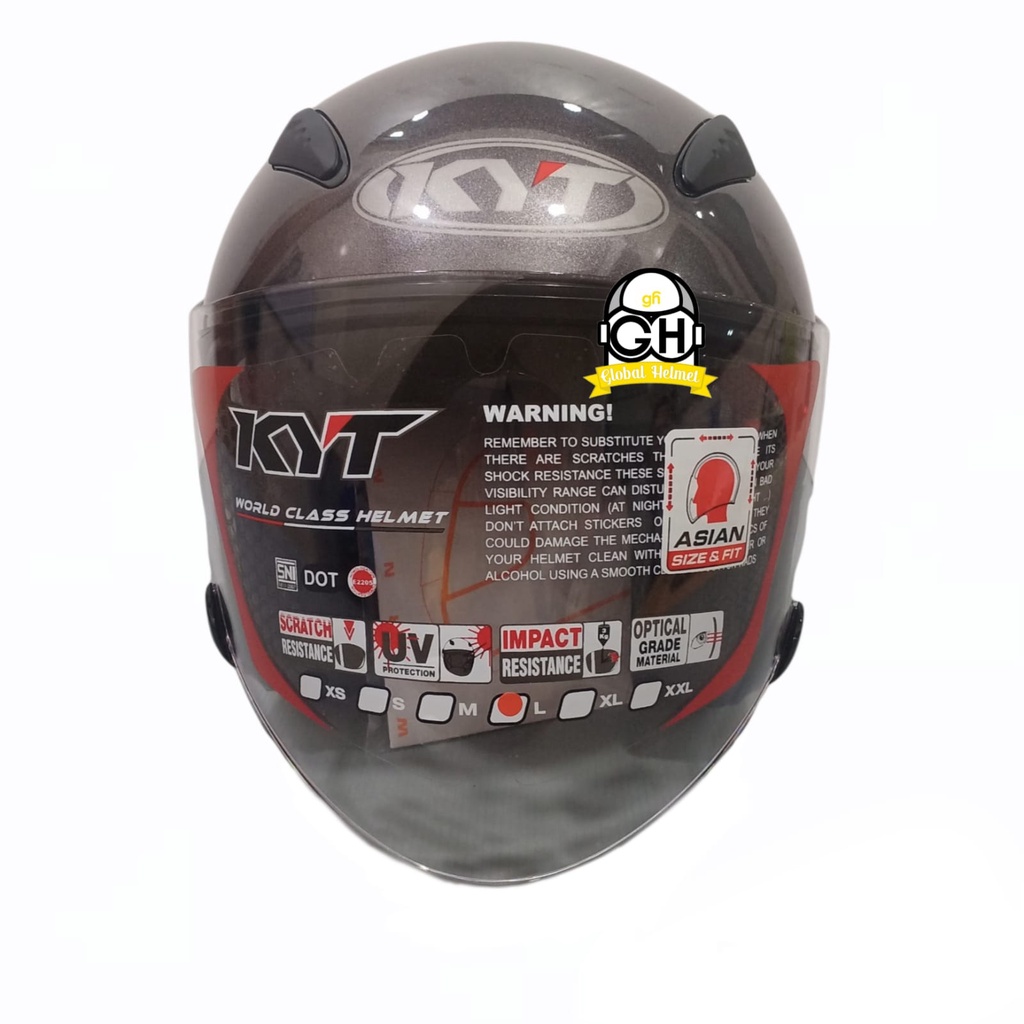 HELM GALAXY FLAT R SOLID GUNMET DOUBLE VISOR HALF FACE