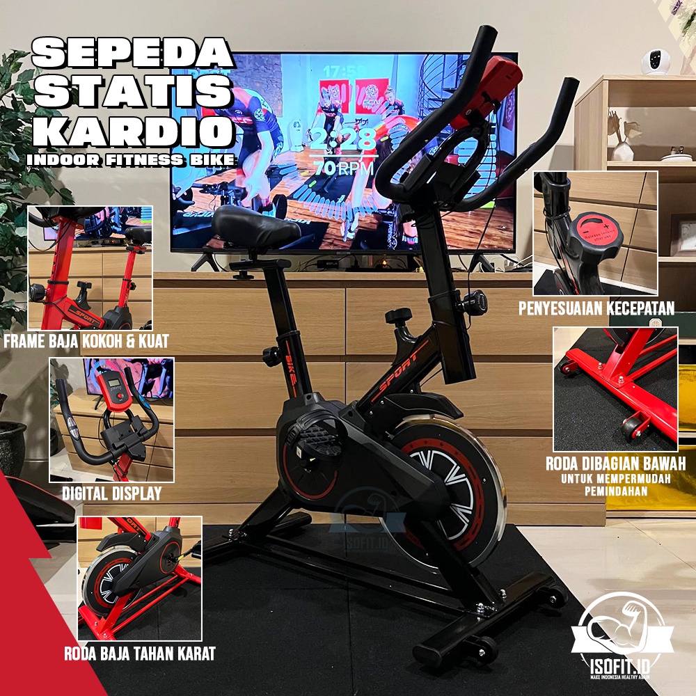 Isofit.id Sepeda Statis Alat Fitness Rumah / Indoor Spinning Exercise Bike Q7