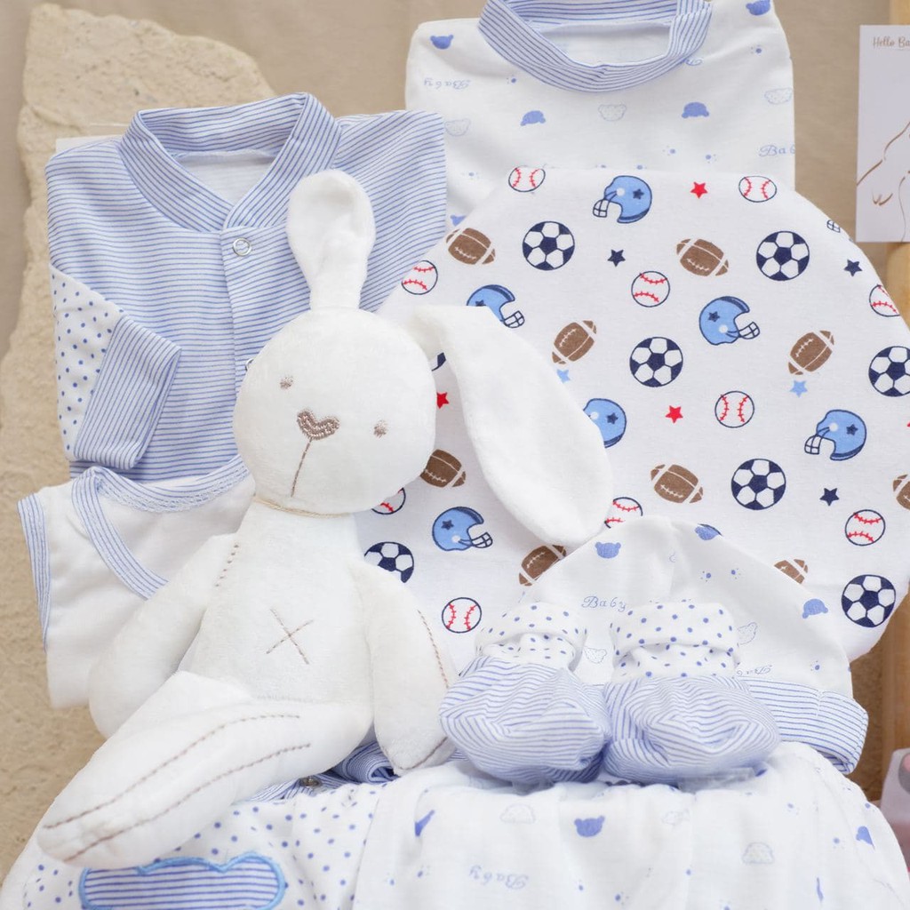 BARU! LIO024 Boys 12 in 1 Hello Baby Hampers Gift - Newborn Bundle Gift Set