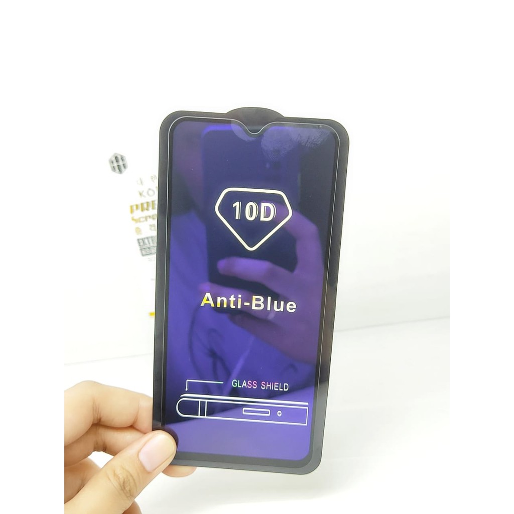 KOREAN Blue Ray 10D Oppo A12 A5S F9 A7 6.22 inchi Tempered Glass FULL GLUE ANTI RADIASI