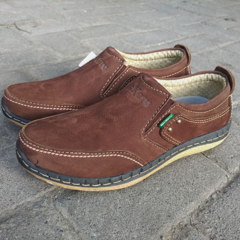 Kickers Sepatu Casual Kasual Pria Bahan Kulit Asli Harga Murah Model Slip On Kode KC.27