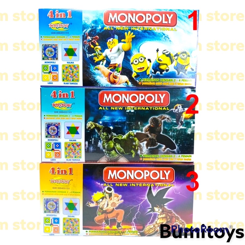 mainan monopoly wayang 4 in 1 / mainan tradisional / monopoli murah / monopoly 5 in 1