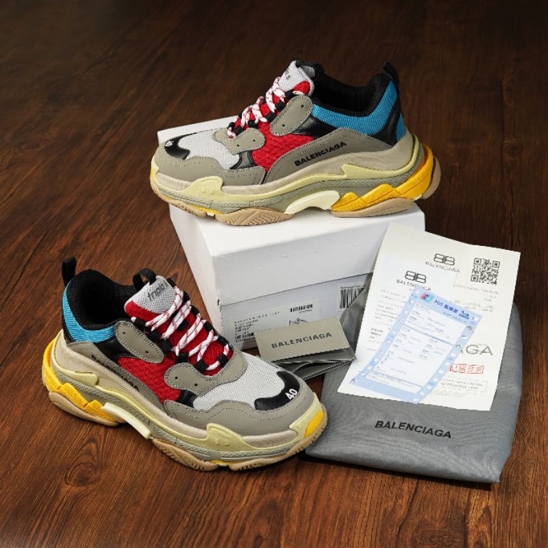 BALENCIAGA TRIPLE S GREY RED BLUE