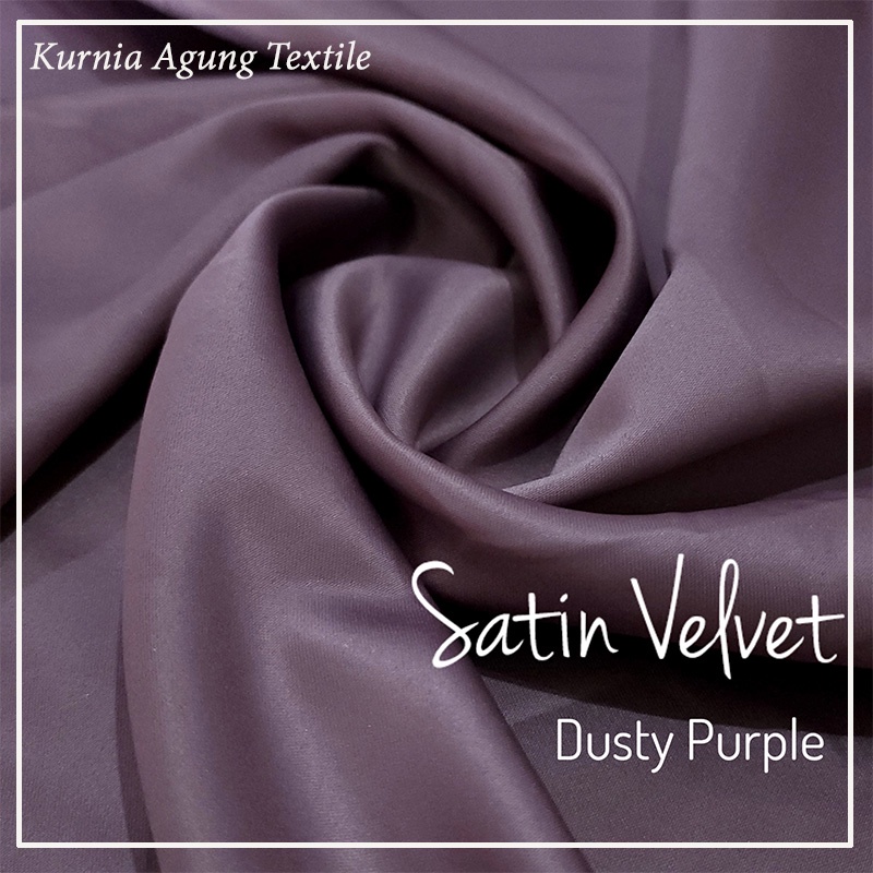 Satin Silk Velvet Premium Warna Dusty Purple Satin Bridesmaid Mewah Puring Kebaya Meteran dan 0.5 Meter lebar 150cm